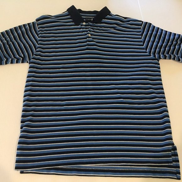 T HARRIS LONDON SHIRT MENS LARGE STRIPED BLUE GOLF POLO GENTLEMANS FIT - Picture 7 of 12